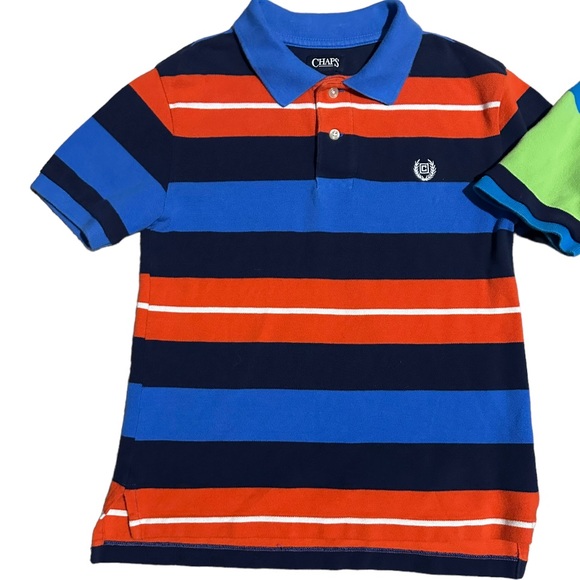 Set of 2 CHAPS Boy’s Striped Short Sleeve Polo Shirts - Picture 4 of 5